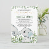 Invitation Baby Boy Elephant Baby shower Par Mail (Debout devant)