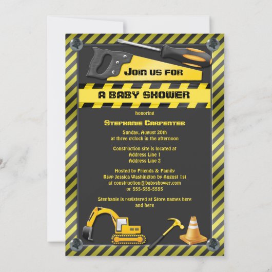 Invitation Baby Boy en construction (Dos)