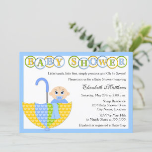 Invitation Baby Boy et Baby shower parapluie