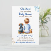 Invitation Baby Boy et son Baby shower de chiot Dachshund (Debout devant)