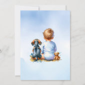Invitation Baby Boy et son Baby shower de chiot Dachshund (Dos)