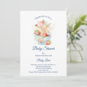 Invitation Baby Boy Fairy in Blue Teacup Baby shower (Debout devant)
