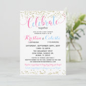 Invitation Baby Boy Girl Joint Friends Baby shower (Debout devant)