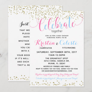 Invitation Baby Boy Girl Joint Friends Baby shower