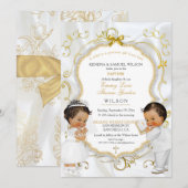 Invitation Baby Boy Girl Twins Baptême Christening Communion (Devant / Derrière)