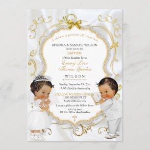 Invitation Baby Boy Girl Twins Baptême Christening Communion
