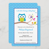 Invitation Baby Boy Hoot Owl Woodland Wildlife (Devant / Derrière)