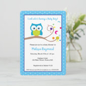 Invitation Baby Boy Hoot Owl Woodland Wildlife (Debout devant)
