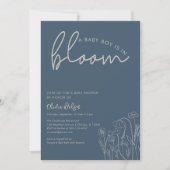 Invitation Baby Boy in Bloom Topaz Blue Fleur sauvage BabySho (Devant)