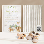 Invitation Baby Boy Jungle Safari Animaux Blue Green Douche