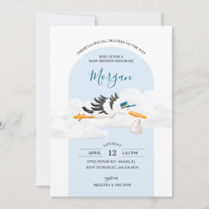Invitation Baby Boy Livraison spéciale Baby shower de cigogne
