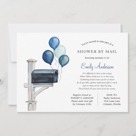 Invitation Baby Boy Longue Distance Show par la poste (Devant)