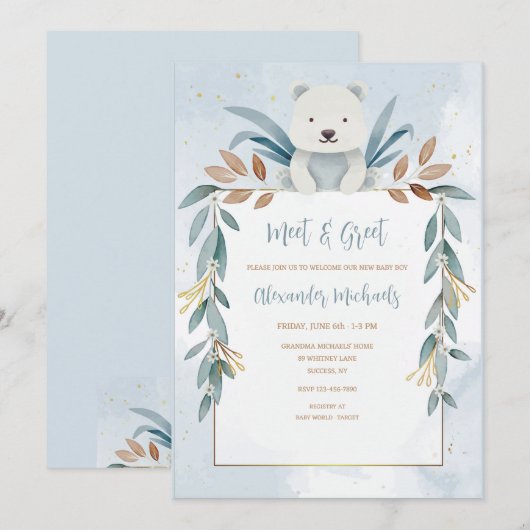 Invitation Baby Boy Meet and Greet (Devant / Derrière)