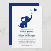 Invitation Baby Boy moderne Douche virtuelle Blue Elephant (Devant / Derrière)
