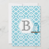 Invitation Baby Boy moderne Motif géométrique Chouette (Dos)