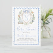 Invitation Baby Boy Nautical Shower Preppy Blue Sailing (Debout devant)