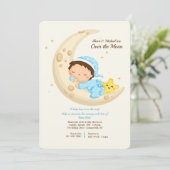 Invitation Baby Boy Over the Moon Baby shower (Debout devant)