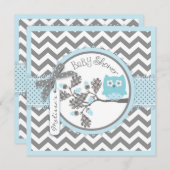 Invitation Baby Boy Owl Chevron Baby shower d'impression (Devant / Derrière)