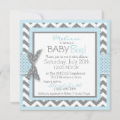 Invitation Baby Boy Owl Chevron Baby shower d'impression (Dos)