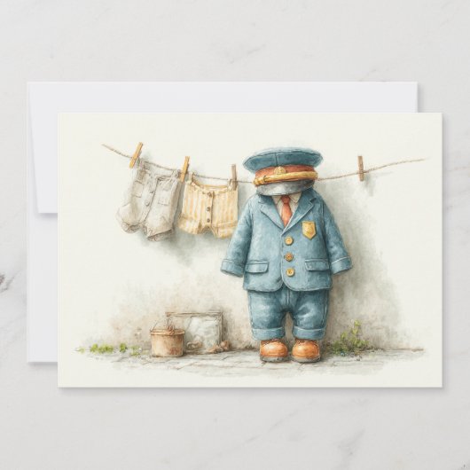 Invitation Baby Boy Police 1ère fête d'anniversaire (Devant)