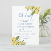 Invitation Baby Boy Positano Lemons Baby shower Motif bleu (Debout devant)