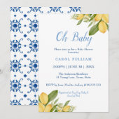 Invitation Baby Boy Positano Lemons Baby shower Motif bleu (Devant / Derrière)