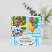 Invitation Baby Boy Premier anniversaire 1er coloré (Debout devant)