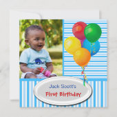 Invitation Baby Boy Premier anniversaire 1er coloré (Devant)