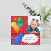 Invitation Baby Boy Premier anniversaire 1er dinosaure (Debout devant)