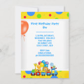 Invitation Baby Boy Premier anniversaire 1er train Bleu Jaune (Dos)