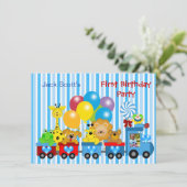 Invitation Baby Boy Premier anniversaire 1er train Photo Anim (Debout devant)