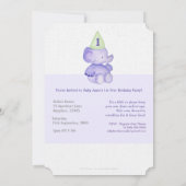 Invitation Baby Boy Purple Elephant 1er anniversaire Invitati (Dos)