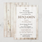 Invitation Baby Boy Rustic Cérémonie de Naming Hébreu Juif (Devant / Derrière)