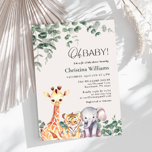 Invitation Baby Boy Safari Animaux Baby shower