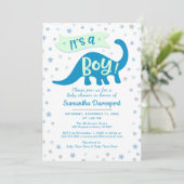Invitation Baby Boy Shower Dinosaur Blue Thème C'est un garço (Debout devant)