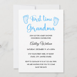 Invitation Baby Boy Shower First Time Grandma
