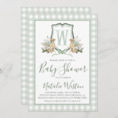 Invitation Baby Boy Shower Preppy Chien Southern Green En vic (Devant / Derrière)