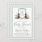 Invitation Baby Boy Shower Preppy Chien Southern Green En vic (Devant / Derrière)