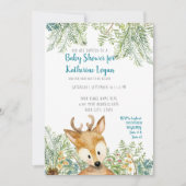 Invitation Baby Boy Shower Woodland Forest Deer Forest Grey (Devant)