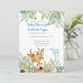 Invitation Baby Boy Shower Woodland Forest Deer Forest Grey (Debout devant)