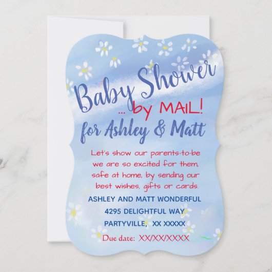 Invitation Baby Boy Soft Daisies Baby shower d'aquarelle (Devant)