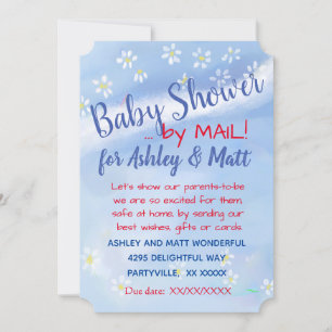 Invitation Baby Boy Soft Daisies Baby shower d'aquarelle