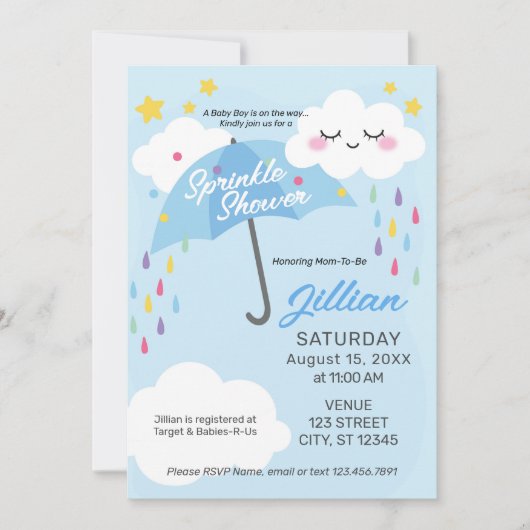 Invitation Baby Boy Sprinkle Douche (Devant)