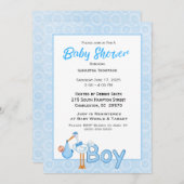 Invitation Baby Boy Stork Douche (Devant / Derrière)