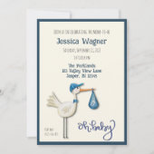 Invitation Baby Boy Stork mignon Baby shower d'intégrité (Devant)