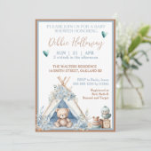 Invitation Baby Boy Teddy Bear dans le Baby shower Teepee (Debout devant)