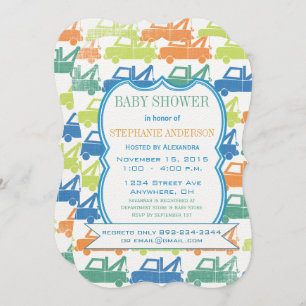 Invitation Baby Boy Tow Truck Douche