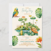 Invitation Baby Boy Tropical Jungle Safari Animaux Douche (Devant)