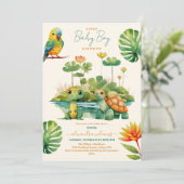 Invitation Baby Boy Tropical Jungle Safari Animaux Douche (Debout devant)