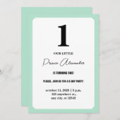 Invitation Baby Boy Turning One Simple Élégant 1er anniversai (Devant / Derrière)